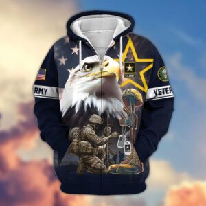 Premium US Veterans Zip Hoodie VT1610028 - Army, S