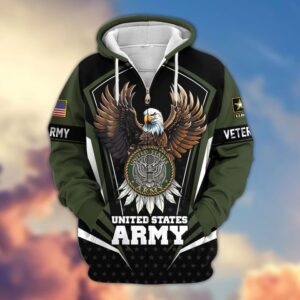Premium US Veterans Zip Hoodie VT1610027 - Army, S