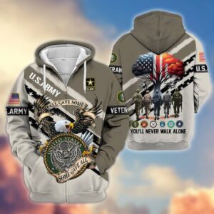Premium US Veterans Zip Hoodie VT1610025 - Army, S