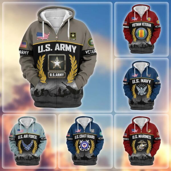 Premium US Veterans Zip Hoodie VT1610009
