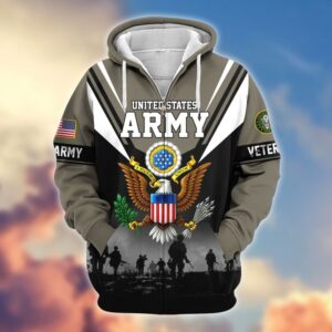 Premium US Veterans Zip Hoodie VT1610006 - Army, S