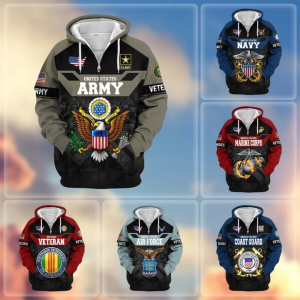Premium US Veterans Zip Hoodie VT1610004