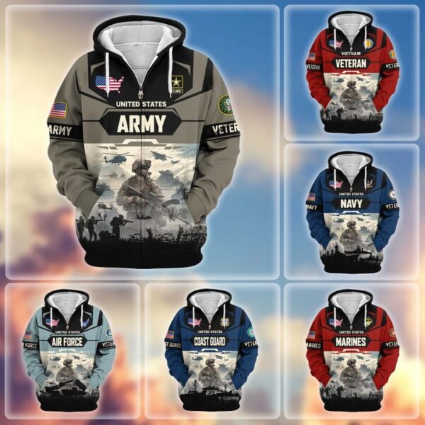 Premium US Veterans Zip Hoodie VT1610003
