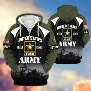 Premium US Veterans Zip Hoodie VT1610035 - Army, S