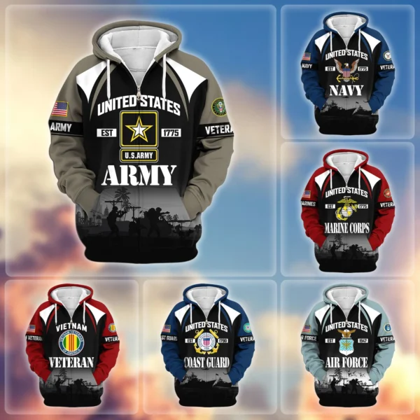 Premium US Veterans Zip Hoodie VT1610035