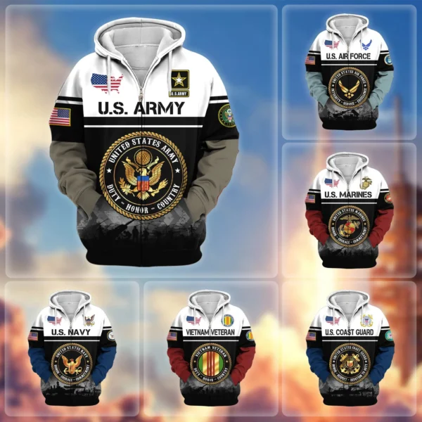Premium US Veterans Zip Hoodie VT1610036
