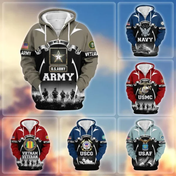 Premium US Veterans Zip Hoodie VT1610037